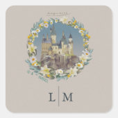 Harry Potter | Floral Hogwarts Castle Wedding Quadratischer Aufkleber (Vorderseite)