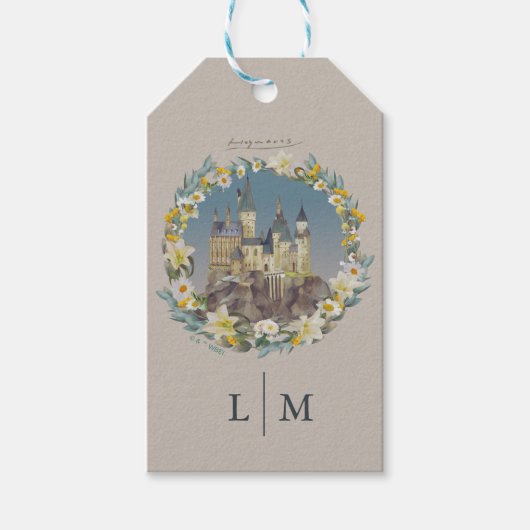 Harry Potter | Florale Hogwarts-Schloss-Hochzeit Geschenkanhänger (Vorderseite)