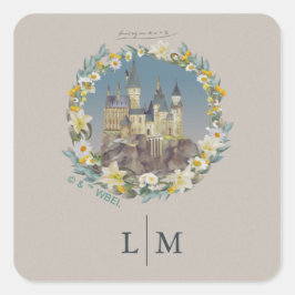 Harry Potter | Florale Hogwarts-Schloss-Hochzeit Quadratischer Aufkleber
