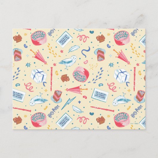 HARRY POTTER™ Geburtstagsfeiermuster Postkarte (Vorderseite)