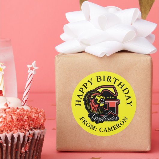 HARRY POTTER™ | GRYFFINDOR™ Happy Birthday Runder Aufkleber (Party)
