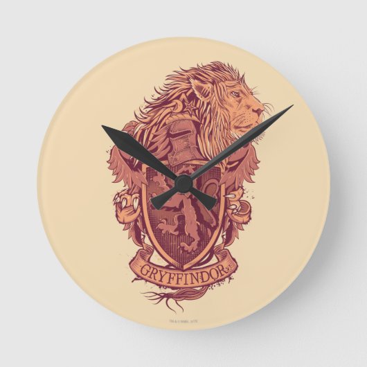Harry Potter | Gryffindor Lion Wappen Runde Wanduhr (Vorderseite)
