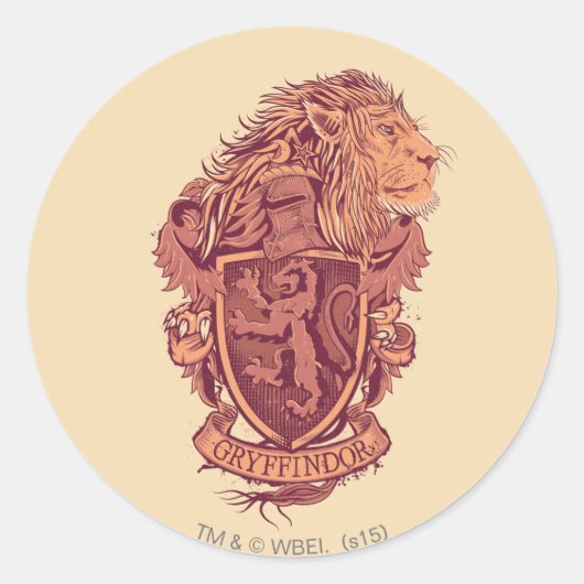 Harry Potter | Gryffindor Lion Wappen Runder Aufkleber (Vorderseite)