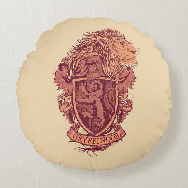 Harry Potter | Gryffindor Lion Wappen Rundes Kissen (Vorderseite)