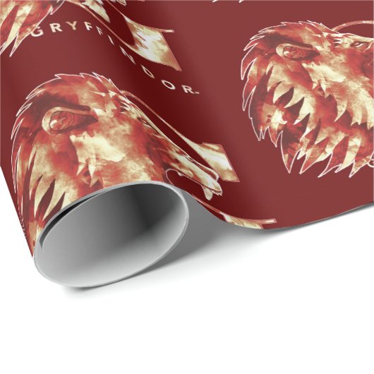 Harry Potter | GRYFFINDOR™ Lion Watercolor Geschenkpapier (Rolleneckpunkt)