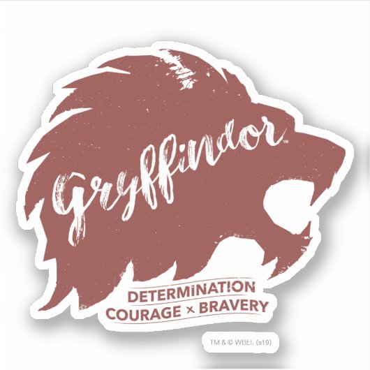 Harry Potter | GRYFFINDOR™ Silhouette Typografie Aufkleber (Vorderseite)
