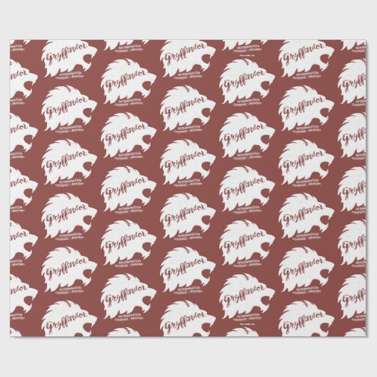 Harry Potter | GRYFFINDOR™ Silhouette Typografie Geschenkpapier (Flach)