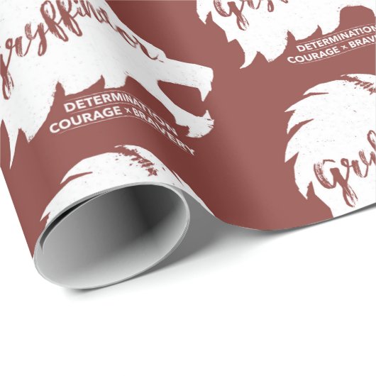 Harry Potter | GRYFFINDOR™ Silhouette Typografie Geschenkpapier (Rolleneckpunkt)