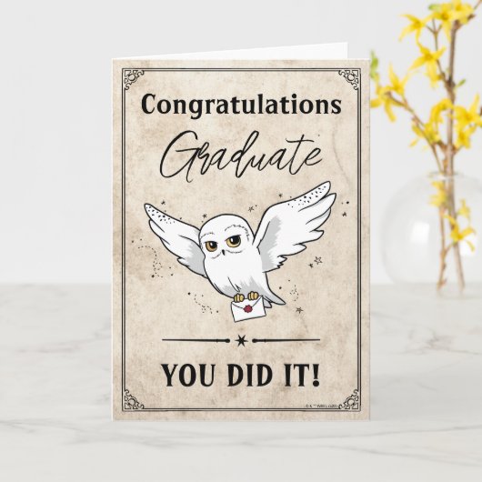 Harry Potter | Hedwig Abschluss Karte (Gelbe Blume)