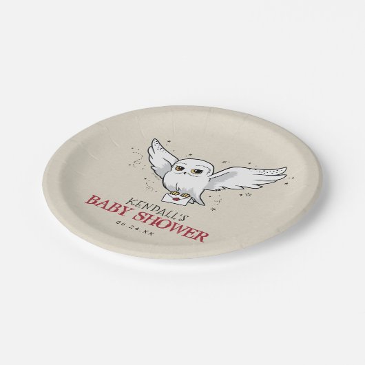 Harry Potter | Hedwig Baby Dusche Pappteller (Schrägansicht)