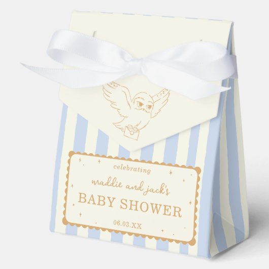Harry Potter Hedwig Blau Gestreift Baby Shower Geschenkschachtel (Vorderseite)