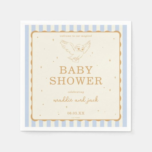 Harry Potter Hedwig Blau gestreift Baby Shower Serviette (Vorderseite)