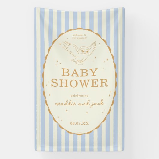 Harry Potter Hedwig Blue Stripe Baby Shower Banner (Vertikal)