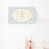 Harry Potter Hedwig Blue Stripe Baby Shower Banner (InSitu)
