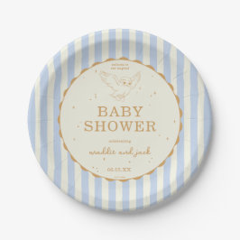 Harry Potter Hedwig Blue Stripe Baby Shower Pappteller