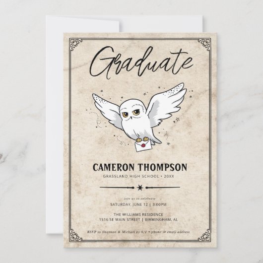 Harry Potter | Hedwig Graduierungspartei Einladung (Vorderseite)