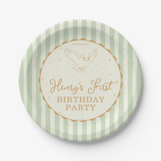 Harry Potter Hedwig Green Magical Birthday Pappteller (Vorderseite)
