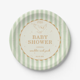 Harry Potter Hedwig Green Stripe Baby Shower Pappteller
