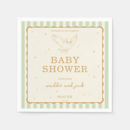 Harry Potter Hedwig Green Stripe Baby Shower Serviette