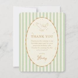 Harry Potter Hedwig Green Stripe Birthday Dankeskarte