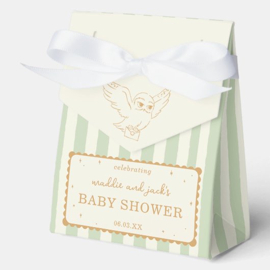 Harry Potter Hedwig Grün Gestreift Baby Shower Geschenkschachtel (Vorderseite)
