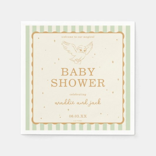 Harry Potter Hedwig Grün Gestreift Baby Shower Serviette (Vorderseite)