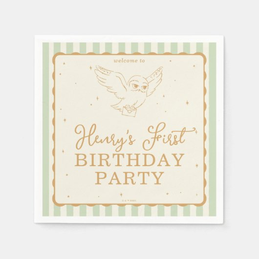 Harry Potter Hedwig Grüner Magischer Geburtstag Serviette (Vorderseite)