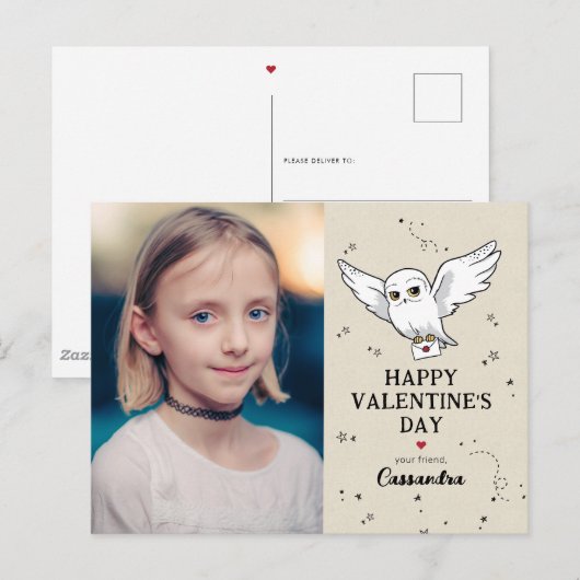 Harry Potter | Hedwig Happy Valentine's Day Postkarte (Vorne/Hinten)