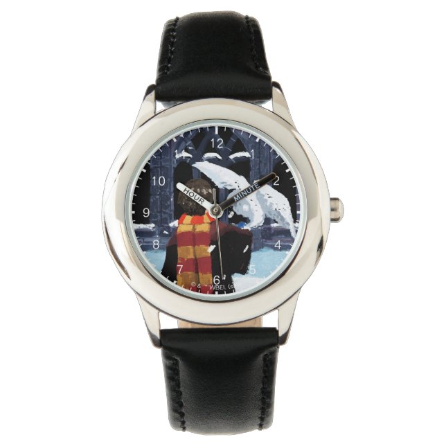 HARRY POTTER™ & Hedwig im Schnee Armbanduhr (Vorderseite)