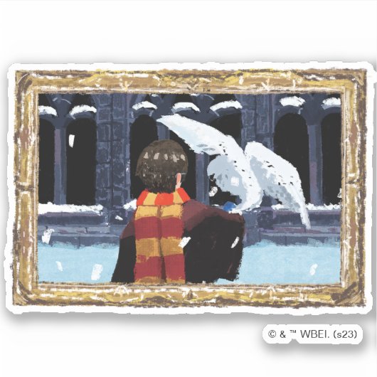 HARRY POTTER™ & Hedwig im Schnee Aufkleber (Vorderseite)