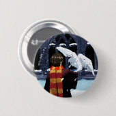 HARRY POTTER™ & Hedwig im Schnee Button (Vorne & Hinten)