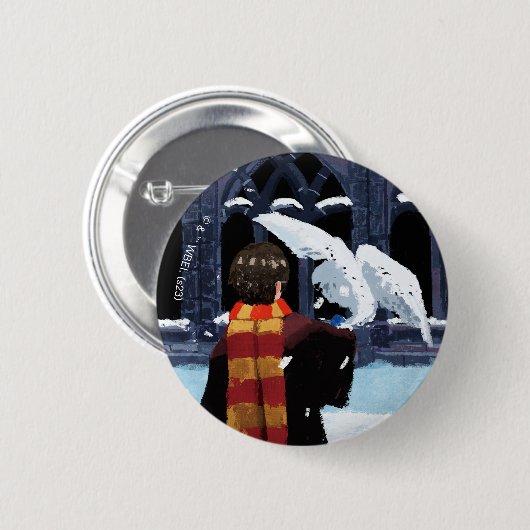 HARRY POTTER™ & Hedwig im Schnee Button (Vorne & Hinten)