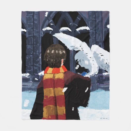 HARRY POTTER™ & Hedwig im Schnee Fleecedecke (Vorderseite)