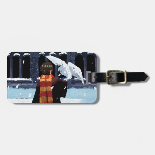 HARRY POTTER™ & Hedwig im Schnee Gepäckanhänger (Vorderseite horizontal)