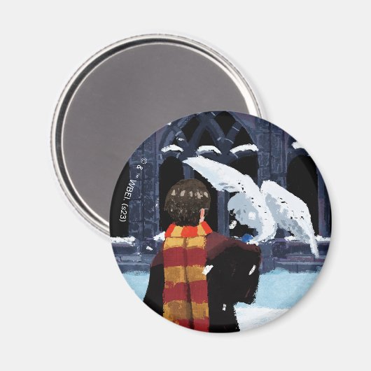 HARRY POTTER™ & Hedwig im Schnee Magnet (Vorderseite/Rückseite)