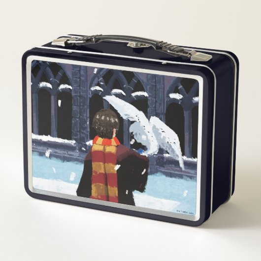 HARRY POTTER™ & Hedwig im Schnee Metall Brotdose (Rückseite)