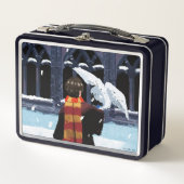 HARRY POTTER™ & Hedwig im Schnee Metall Brotdose (Vorderseite)
