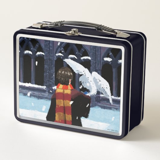 HARRY POTTER™ & Hedwig im Schnee Metall Brotdose (Vorderseite)