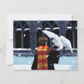 HARRY POTTER™ & Hedwig im Schnee Mitteilungskarte (Vorderseite)