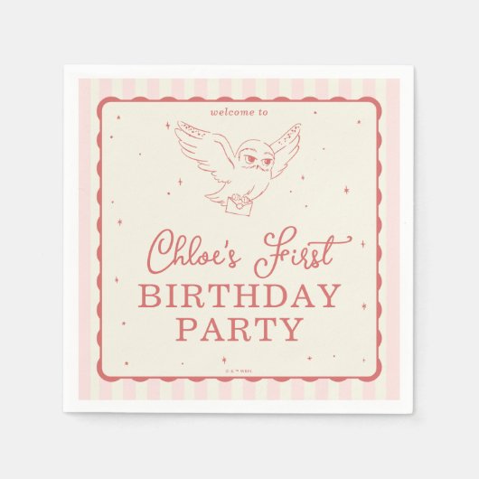 Harry Potter Hedwig Pink Magical Birthday Serviette (Vorderseite)