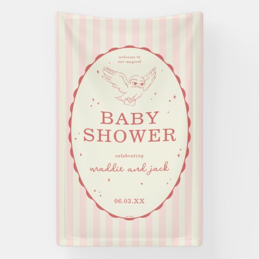 Harry Potter Hedwig Pink Stripe Baby Shower Banner (Vertikal)