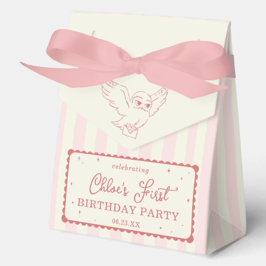 Harry Potter Hedwig Pink Stripe Baby Shower Geschenkschachtel (Vorderseite)