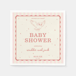 Harry Potter Hedwig Pink Stripe Baby Shower Serviette