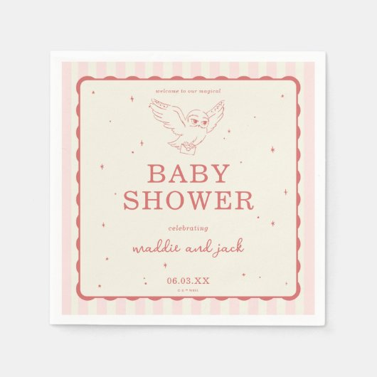 Harry Potter Hedwig Pink Stripe Baby Shower Serviette (Vorderseite)