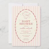 Harry Potter Hedwig Rosa Streifen Baby Shower Einladung (Vorderseite)