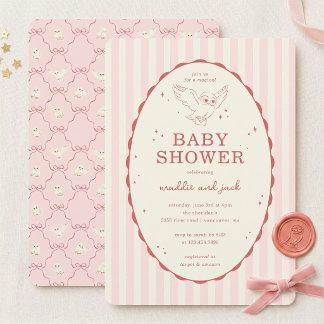 Harry Potter Hedwig Rosa Streifen Baby Shower Einladung