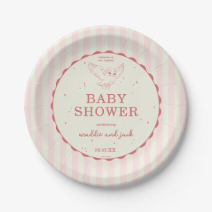 Harry Potter Hedwig Rosa Streifen Baby Shower Pappteller