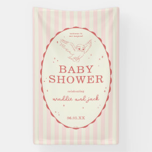 Harry Potter Hedwig Rosa Streifen Babyparty Banner