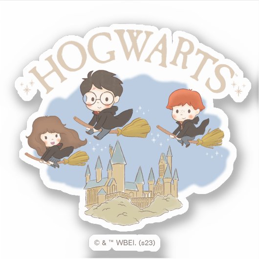 HARRY POTTER™, Hermione & Ron Fly Over HOGWARTS™ Aufkleber (Vorderseite)