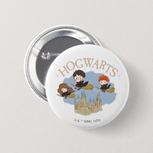 HARRY POTTER™, Hermione & Ron Fly Over HOGWARTS™ Button (Vorne & Hinten)